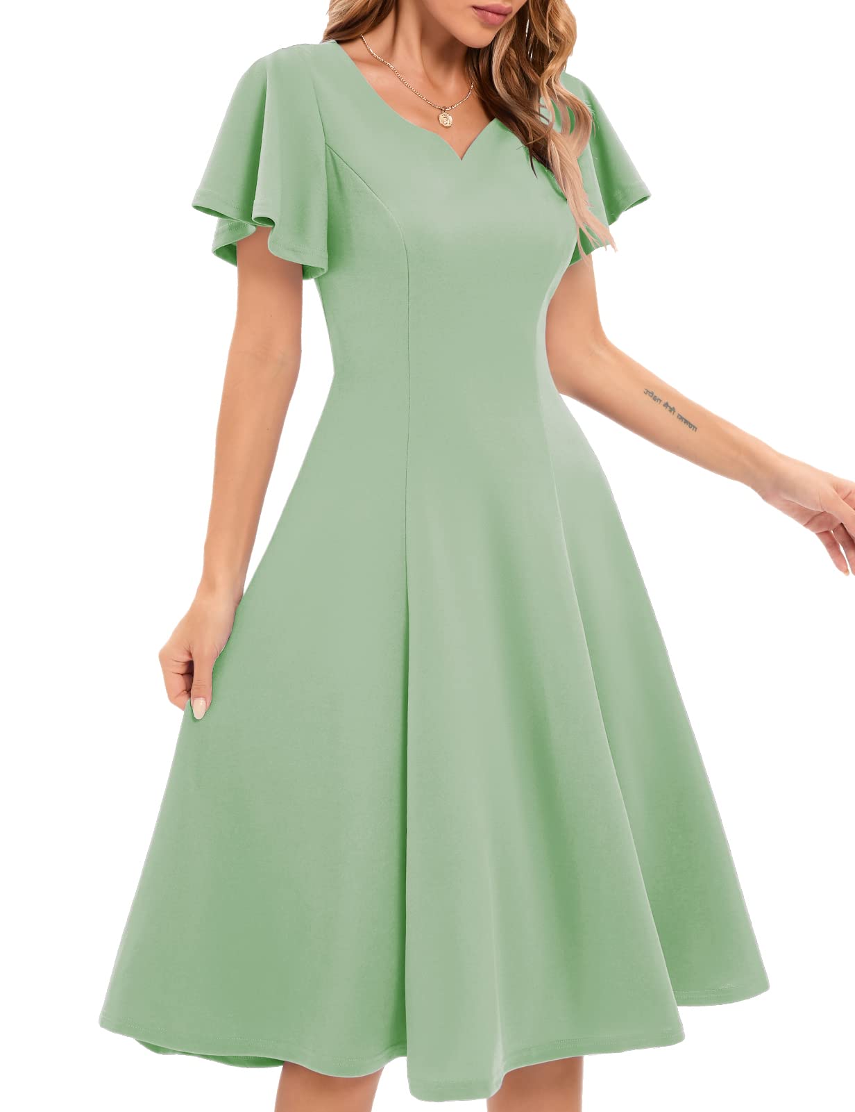 Midi Formal Dress A-Line Wedding Guest Party Dress Vintage Dress