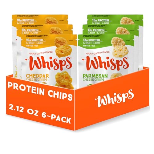 Whisps Cheese Crisps Variety Pack | Protein Chips | Healthy Snacks | Protein Snacks, Gluten Free, High Protein, Low Carb Keto Food, 6-Pack Variety (2.12 Oz, 6 Pack)
