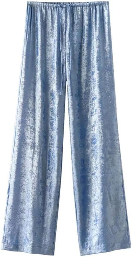 Women's High Waist Tie Wide Leg Pants