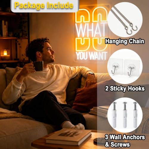 Image of Do What You Want Neon Sign for Wall Decor Positive Light Up Sign Inspiration Led Signs for Room Party Home Motivational Wall Decor USB Powered