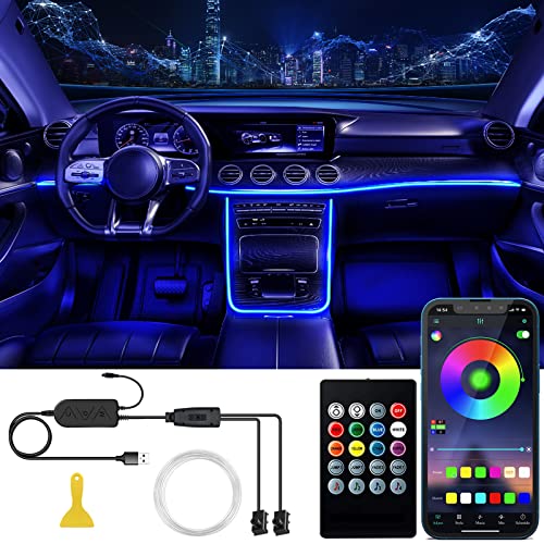 SAMGCHI Car LED Interior Strip Lights, 2 in 1 Car Ambient Lighting Kit with 118 inches Upgraded Fiber Optic, RGB 16 Million Colors APP and Remote Control 3 Key Control Box Music Sync and DIY Mode