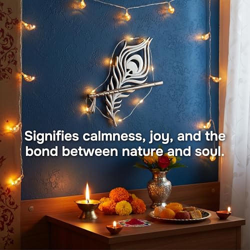 Image of Aluminium Peacock Harmony Wall Art with Brass Tone - Vibrant, Handcrafted Metal Artwork - Elegant Peacock Design for Home Decor - Perfect for Living Room, Bedroom, or Office (Silver)