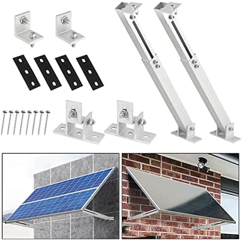 Solarmodul-Halterung mit Einstellbarem Neigungswinkel von 10° - 60°, Aluminium-PV-Panel-Halterungen Eignen Sich für Dächer, Fassaden, Wohnmobile, Boote und Jede Ebene Oberfläche, 1 Paar Zubehör Cover