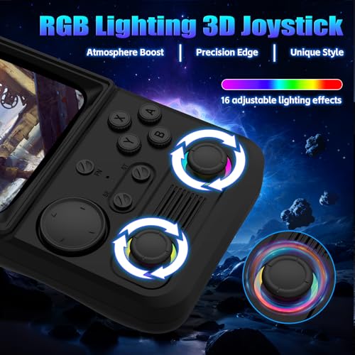 Image of R36TMAX Retro Handhled Game Console, 4.0 Inch Retro Gaming Console with 4000mAh Battery, 128GB TF Card with Video Games, Portable Retro Game Console Supports WiFi Networked Fighting, Black