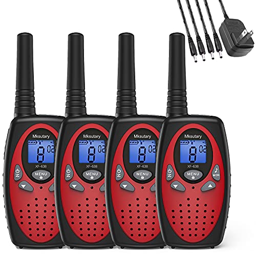 Walkie Talkies for Kids Rechargeable Walkie Talkies for Adults Long Range Walkie Talkies 4 Pack 22 CH 3 Miles High Sound Long Distance Two Way Radios for Adults, Kids, Boy, Girl, Camping (RED)