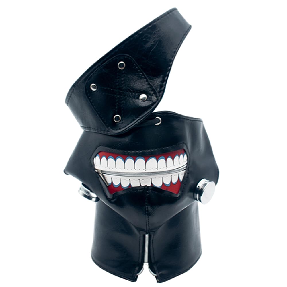 Haozaikeji Tokyo Ghoul Kaneki Ken Mask, Monster Full Face Mask, 3D PU Leather, Adjustable Zipper, Detachable Eye Patch