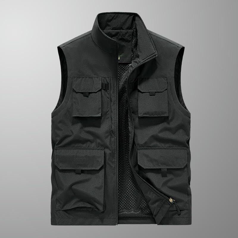 Chaleco de pesca para hombre holgado USTZFTBCL con multibolsillos para verano 4
