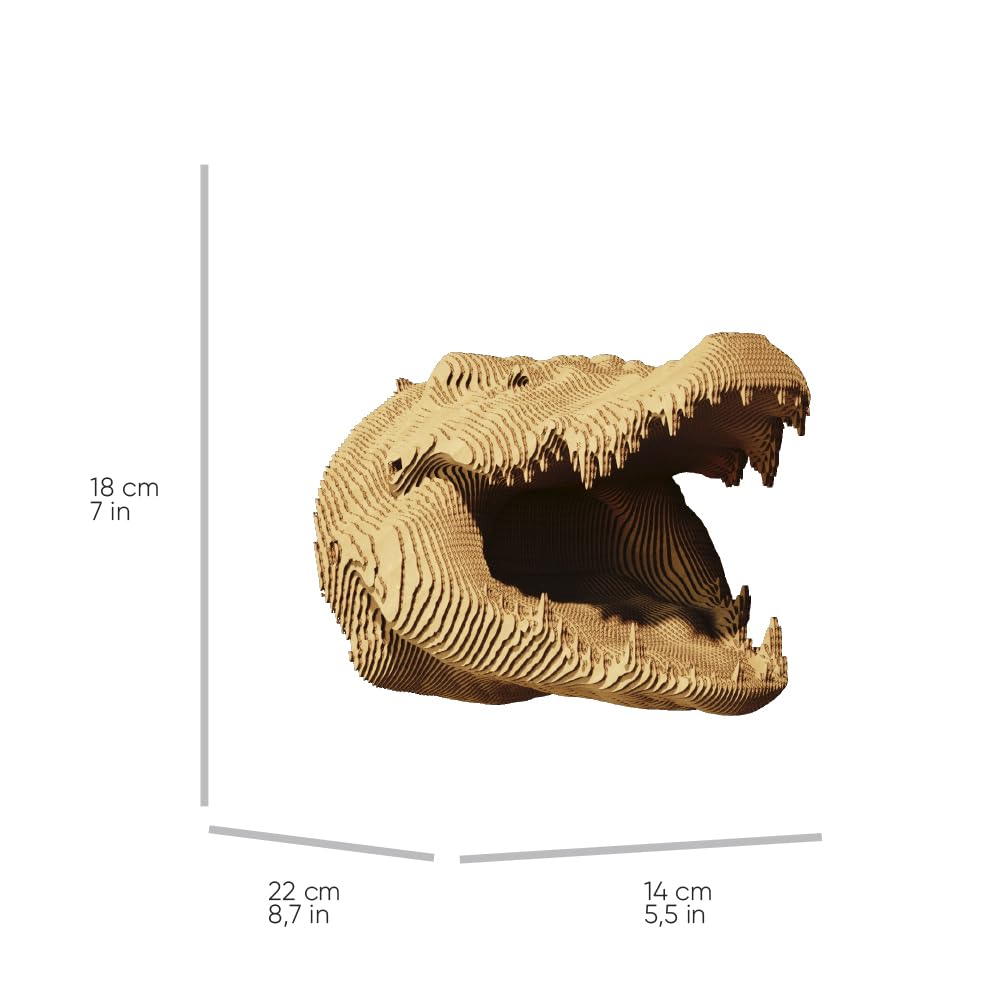 Crocodile Puzzle 3D en Carton – Maquette à Monter | 99 Pièces, 22 × 18 × 14 cm – Kit Sculpture DIY à Peindre, Matériaux Recyclés, Ados & Adultes, Idée Cadeau Déco