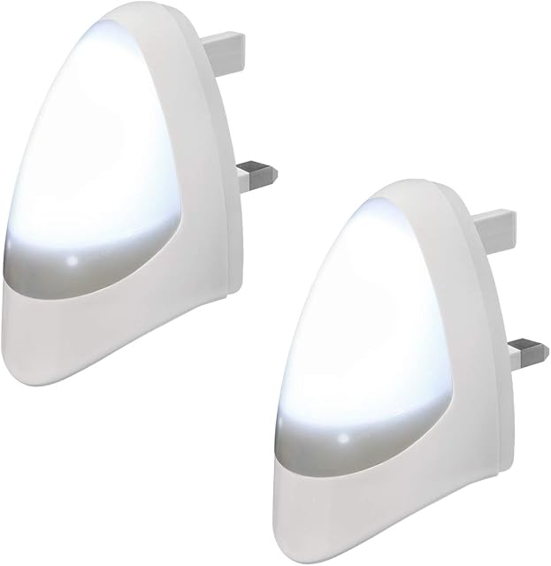 Automatic LED Night Light, Plug in Energy Saving Dusk 2 Dawn Sensitive Night Light - White, Pack of 2