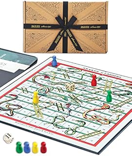 Snakes and Ladders Game | Luxury Linen Finish Snakes and Ladders Board Game with Wooden Pieces | Jaques of London