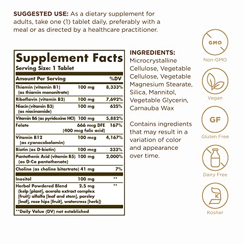 Solgar B-Complex Tablets, 250 Count - image 2