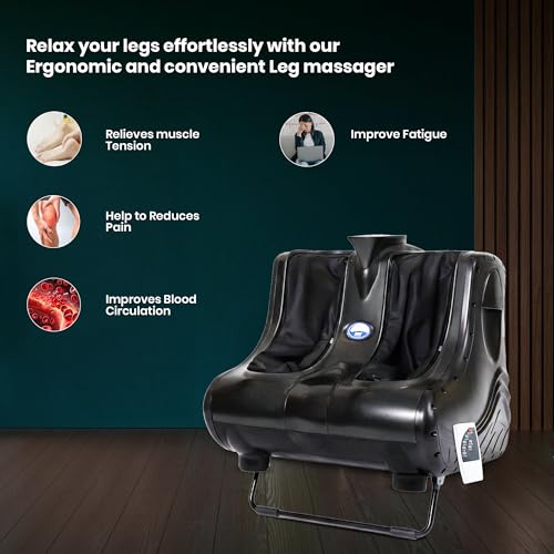 Image of AROGYA Foot, Calf & Leg Massager For Pain Relief, 3 Modes Kneading or Rolling Massage with Vibration & Heat Therapy For Pain Relief & Relaxation Improved Blood Circulation Automatic Massager (Black) (1 Year On-Site Warranty)