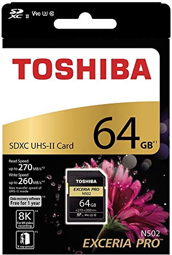 TOSHOBA Exceria Pro N502 64 GB SD SDXC UHS-II 10 U3 8K V90 Video 