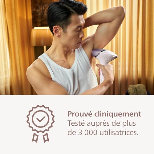 Philips Lumea série 8000, Épilateur à lumière pulsée, alternative à l'épilation laser, technologie SenseIQ, 4 accessoires pour corps, visage, maillot, aisselles, tondeuse-stylo compact, BRI949/00