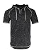 ZIMEGO Short Sleeve Raglan Hooded Henley Round Bottom Activewear Fashion Hoodie,Space Black,Medium