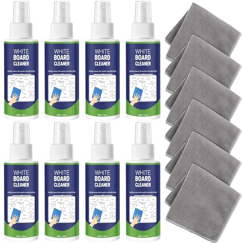 Spray nettoyant tableau blanc Loopeer lot de 8 flacons effaçables à sec avec chiffons