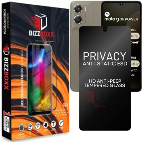 Image of Privacy Screen Protector Compatible With Moto g06 power - Anti-Spy Tempered Glass Gurad, Fingerprint Working, Protect Sensitive Information, Privacy in Public Spaces, 6.88 Inch - Pack of 1