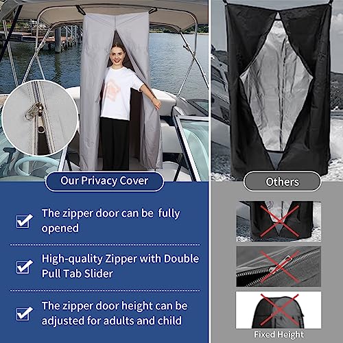 Tuszom 600D Privacy Tent for Boat, Heavy Duty Hanging Changing Room for Bimini Top with Storage Bag, Portable Privacy Station for Pontoons (Gray, 27\" W x 30\" D x 72\" -84\" H) - Thumbnail 6