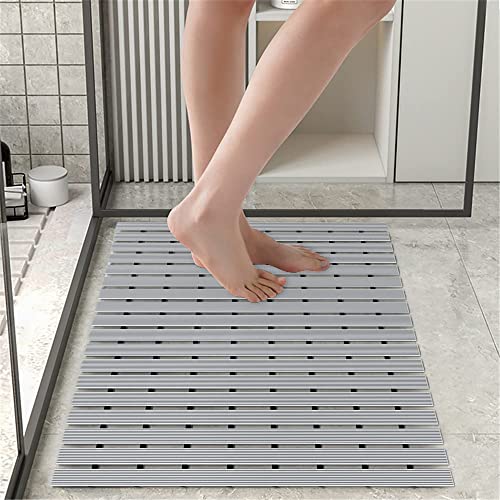 Bath Mat Tub Shower Mat - Safety Shower Floor Mats Non Slip Mat For Bathtub, No Suction Cups Bath Mats For Refinished Tub,Water-Resistant Rubber Inside Shower Mat (Classic Grey) #TOP6