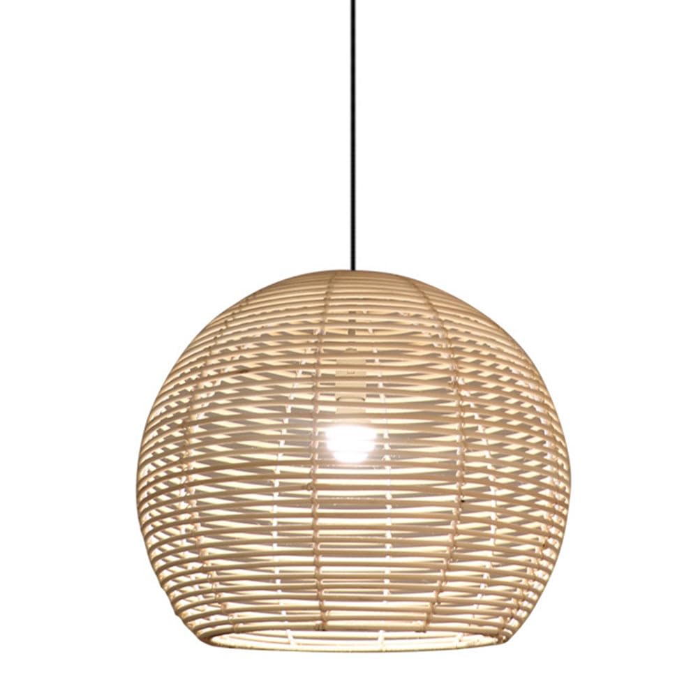 AYQJMD 19.7 Inch Pendant Light Fixture Round Adjustable Farmhouse Bamboo Pendant Lighting Ceiling Hanging Chandelier with Woven Lampshade or Restaurant Cafe Teahouse Bar Dining Room Club