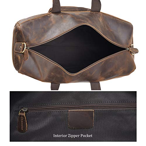 Polare 23'' Full Grain Cowhide Leather Weekender Duffle Bag Overnight Luggage Travel Carry on Duffel Bag For Men