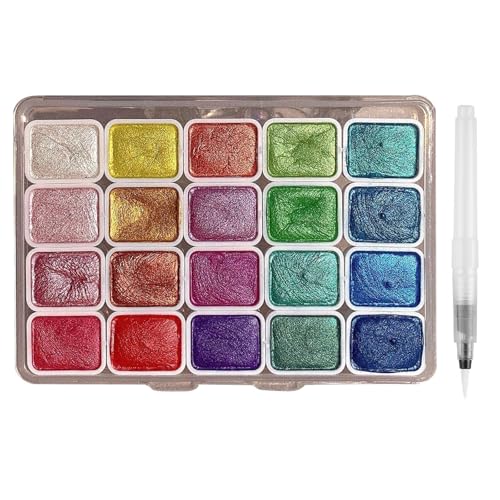 Metallic Watercolour Paints Set 20 Colors Glitter Watercolour Paint Set Solid Glitter Paint for Artists Beginners & Painting Lovers