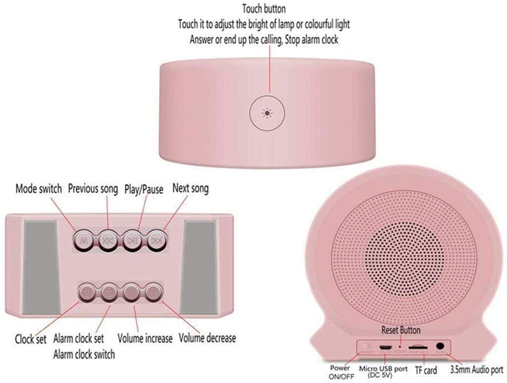 Reloj de Alarma Digital, Altavoz Inteligente con Altavoz Bluetooth del Reloj para Viajes de Oficina de Dormitorio (Color : White)
