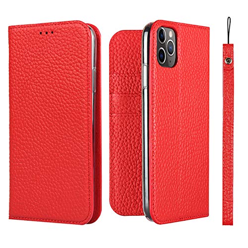 Étui iPhone 11 Pro en cuir magnétique avec compartiment carte - Rouge