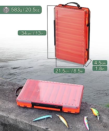 Caja para señuelos de pesca doble cara Uxwuy con 18 compartimentos color naranja miniatura 3