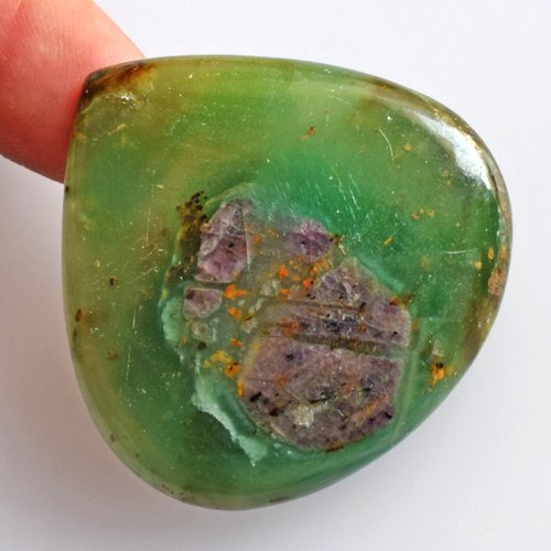 Jade néphrite pendentif précieux en forme de cœur poli main - 2