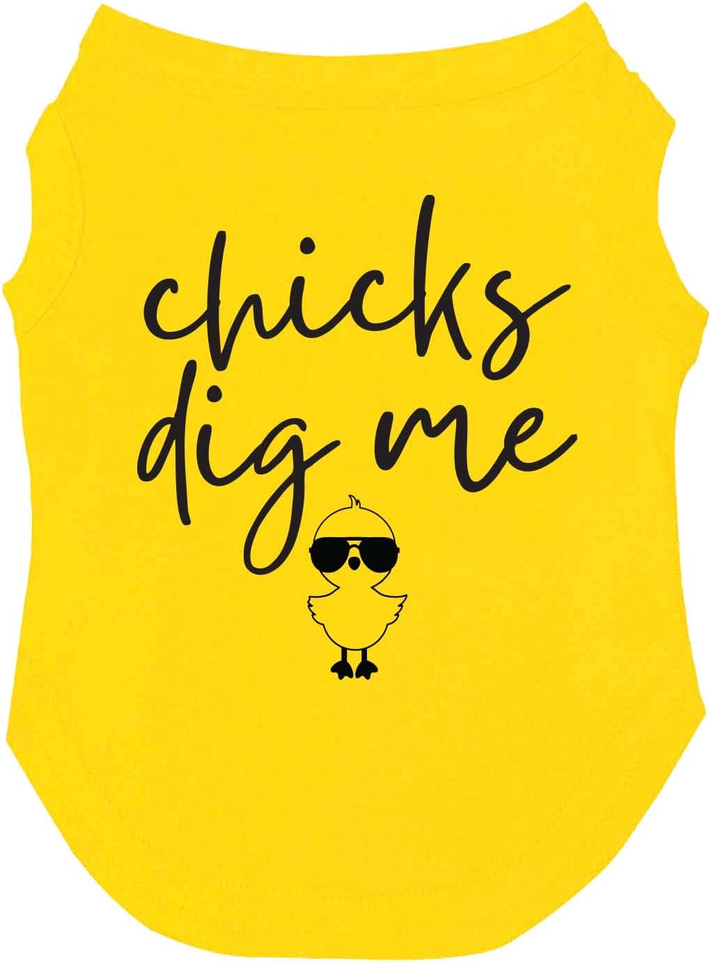 Chicks Dig Me Easter Dog Tee Shirt Sizes for Puppies, Toys, and Large Breeds (Yellow, 4X-Large 701)