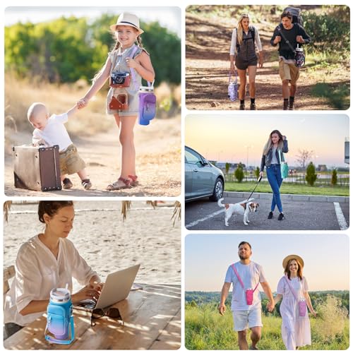 Image of linmaya Water Bottle Carrier Bag with Phone Pocket for Stanley Cup 40 /30oz,Insulated Neoprene Water Bottle Holder Cross-boday Bag with Adjustable Shoulder & Handheld Strap Stanley Cup Accessories