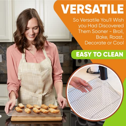 Spring Chef 100% Heavy Duty Stainless Steel Baking Rack & Cooling Rack, Oven Safe, 10X15 Inches Set Of 2, Fits Jelly Roll Pan #TOP2