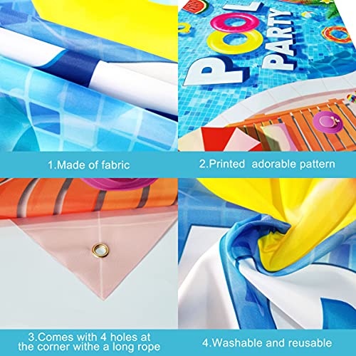 Image of KatchOn, XtraLarge Pool Party Banner - 72x44 Inch | Pool Party Banner, Pool Party Decorations | Summer Backdrop for Summer Party Decorations | luau, Summer Pool Birthday Party Decorations