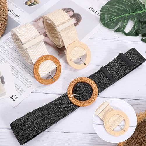 JASGOOD Straw Woven Stretch Belt3