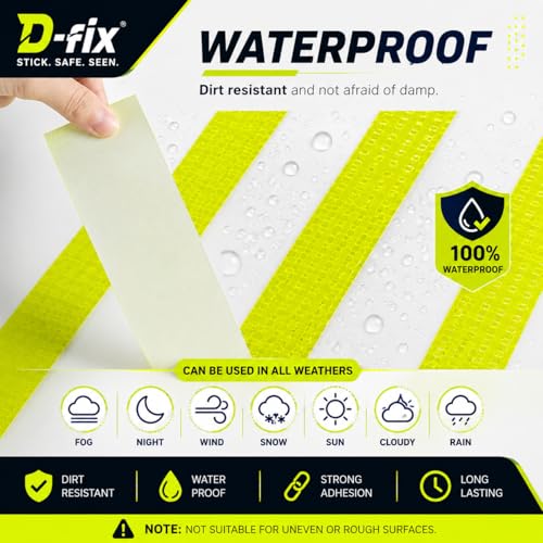 Image of D-fix High Intensity Radium Reflective Tape - 5 Meters in Length - 48mm / 2 inch Width - 1 Roll Per Pack - Car Bike and commercial vehicles Conspicuity reflective warning Tape (Neon Green)