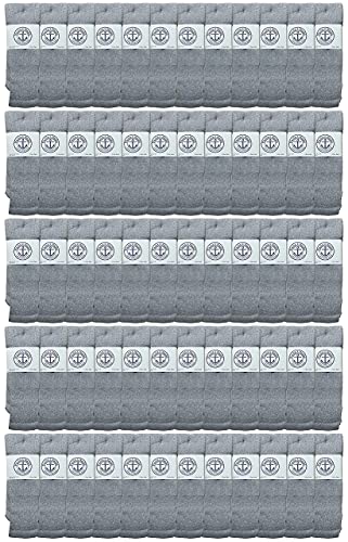 SOCKS'NBULK 60 Pairs Wholesale Bulk Sport Cotton Mens Crew, Ankle Socks, Value Deal, Size 10-13 (MENS GRAY TUBE)