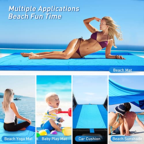 Zeepair Beach Blanket Waterproof Sandproof Oversized 10X9Ft Beach Mat Outdoor Extra Large Sand Free Foldable Lightweight Picnic Beach Towel With 4 Stakes & 8 Pockets For Vacation Travel Camping Hiking #TOP4