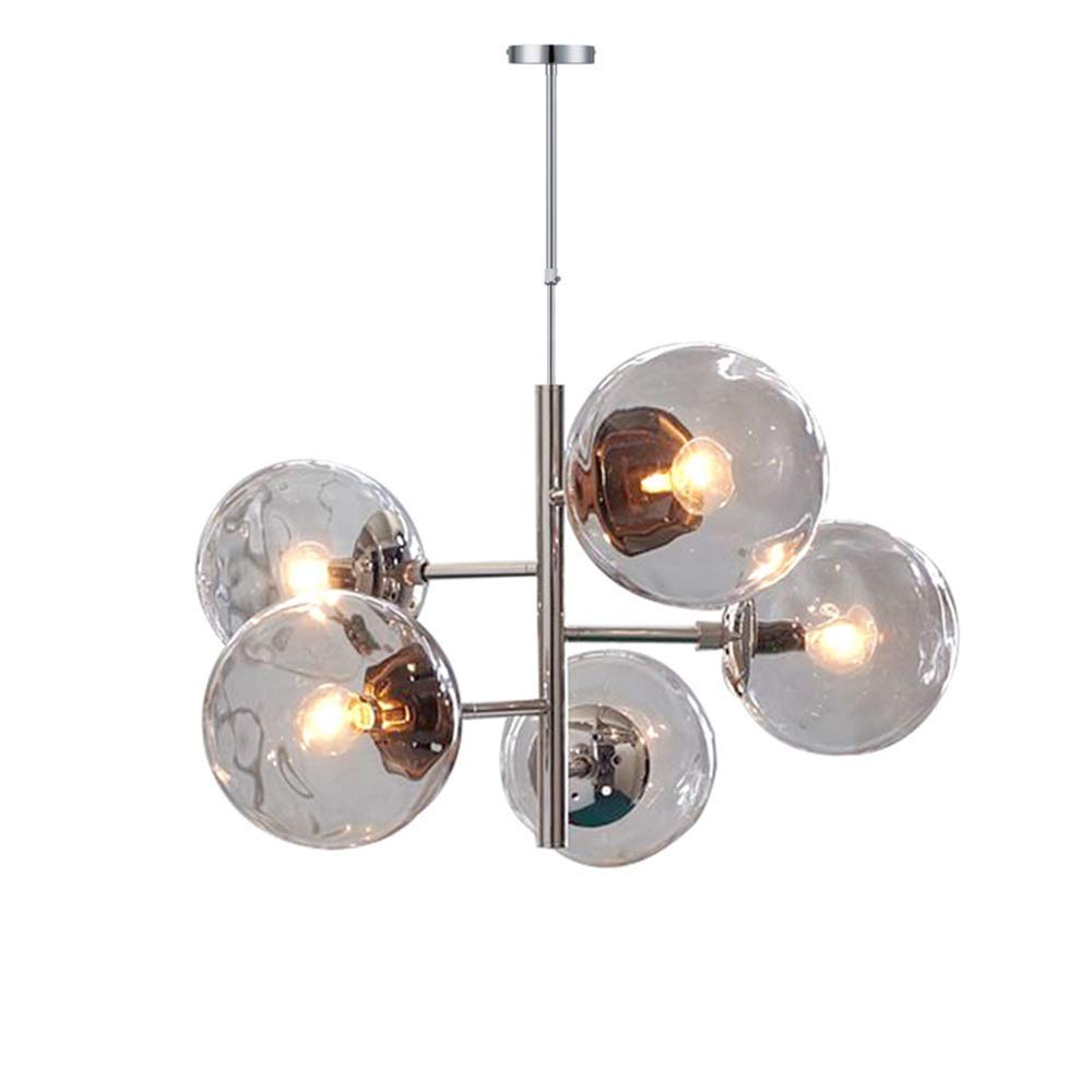 YANQING Durable Hanging Lamp Chandelier Loft-style Restaurant And Bar Iron Creative Personality Glass Ball Chandelier 38 * 72cm Pendant Lamp