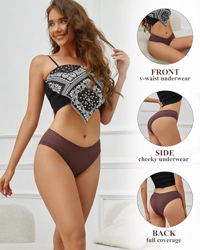 Image of CuteByte 10 Pack Womens Cotton Underwear Sexy Stretch V-Waist Ladies Panties Low Rise Cotton Cheeky Hipster S-XXL
