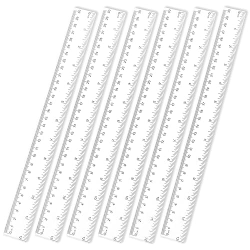 GAUATO 6 reglas de 30 cm, reglas de plástico transparente con escalas de pulgadas y centímetros, regla de precisión flexible, herramientas de medición para escuela, oficina, hogar