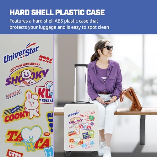 FUL BT21 22.5 Inch Carry On Luggage, LINE Friends Hardshell Rolling Suitcase with Spinner Wheels, White4