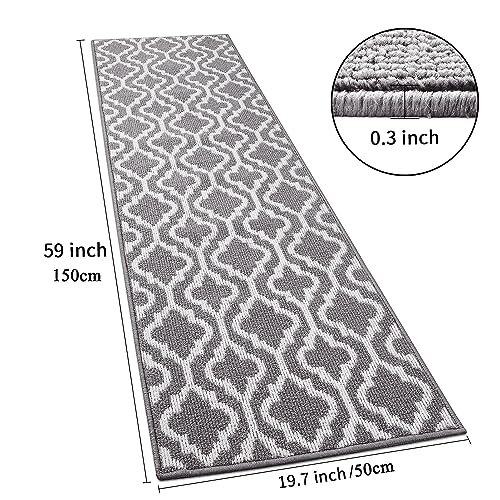 SHACOS Runner Rug for Hallway Grey 50x150cm Hall Runners Non Slip Washable Hall Runner Absorbent Door Runner Mats Kitchen Carpet Runner Rugs for Entryway Laundry - Image 3