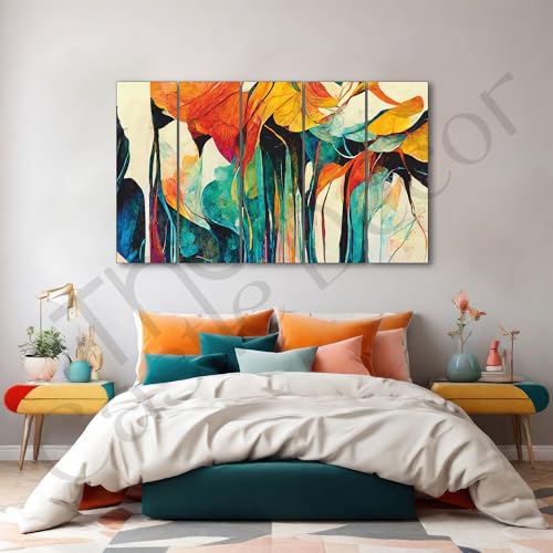 Image of The Castle Decor Abstract art painting with frame Big Size 27x48 Wall art for living room,Bedroom,Drawing room,Hotels-Wooden Framed-299