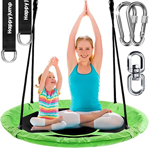 Tree Swing Set with 360&deg; Swivel Safety Rotator 40" Saucer Swing Seat for Kids Backyard Outdoor (Green)