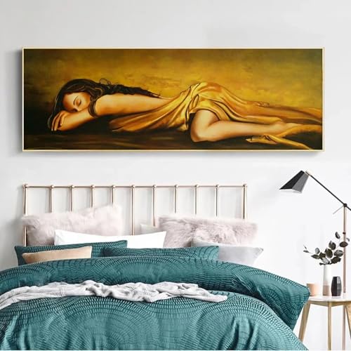 Peinture moderne sur toile Belle au bois dormant cadre 35x105 cm