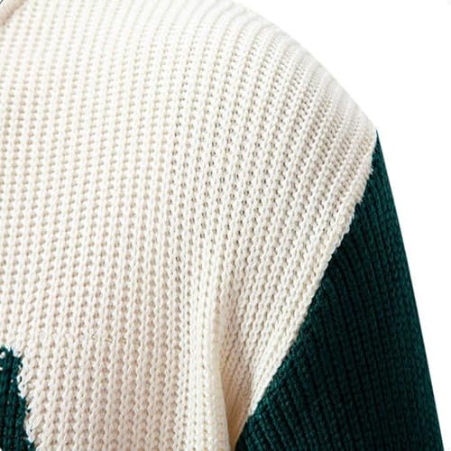 Dgoopd Sweater Men Crew Neck Long Sleeve Sweaters Casual Pullover Sweater Cable Knit Pullover Plus Size Warm Winter Outwear White4
