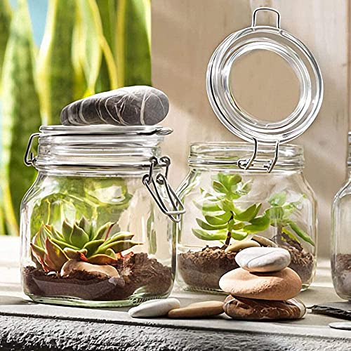 Image of 500 ml Glass Jars with Airtight Lids Wide Mouth Storage Jars With Buckle Lid for Preserving Decorating Canning Jar Dry Food Storage Pasta Spice Beans Transparent Set of 2