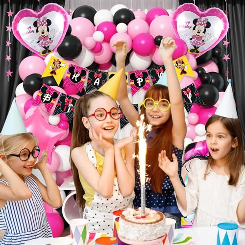 Image of Rozi Decoration Minnie Theme Birthday Decoration Combo Set - 68 Pcs Latex, Foil, Cardstock Items for Girls - Multicolor