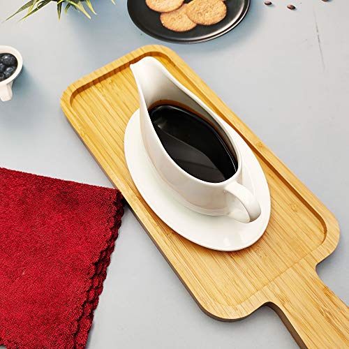Gravy Boat with Ceramic Tray, 1 PC 8 oz Easy Pour White Gravy Boat with Saucer Stand for Salad Dressings, Milk,Broth, Creamer and More/ Microwave & Dishwasher Safe